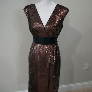 BCBG Bronze Sequin Evening Dress - Size S